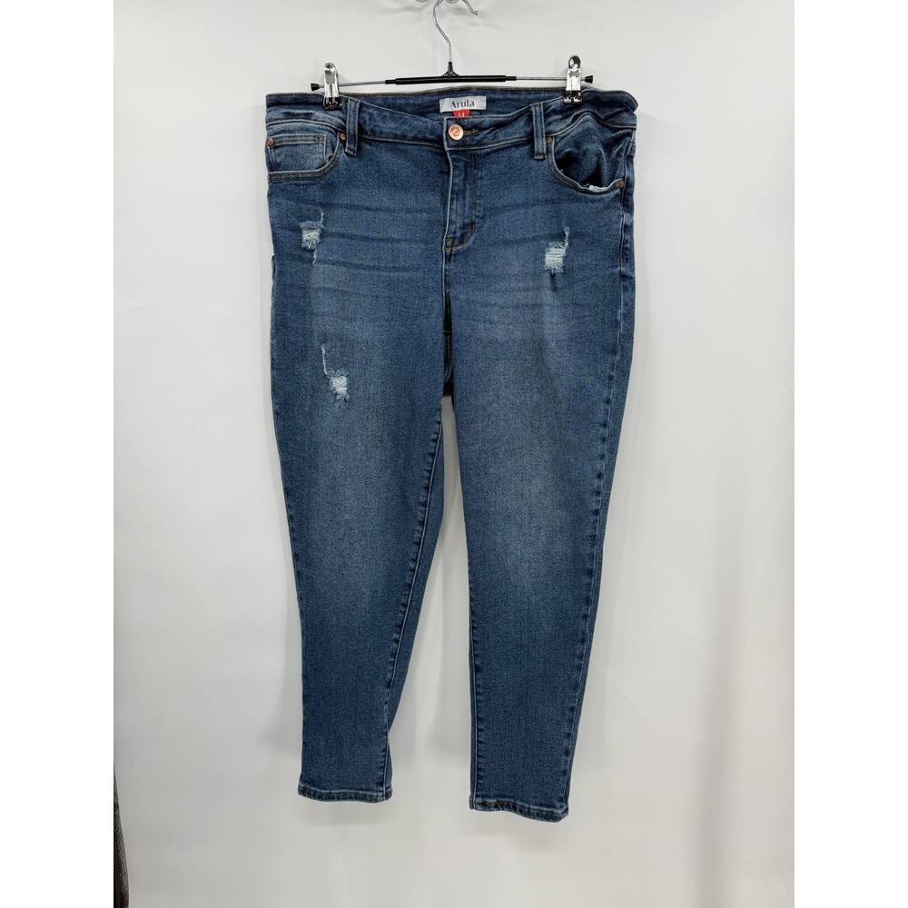 Arula 14 Distressed Skinny Jeans Womens Blue High Rise Cropped Denim